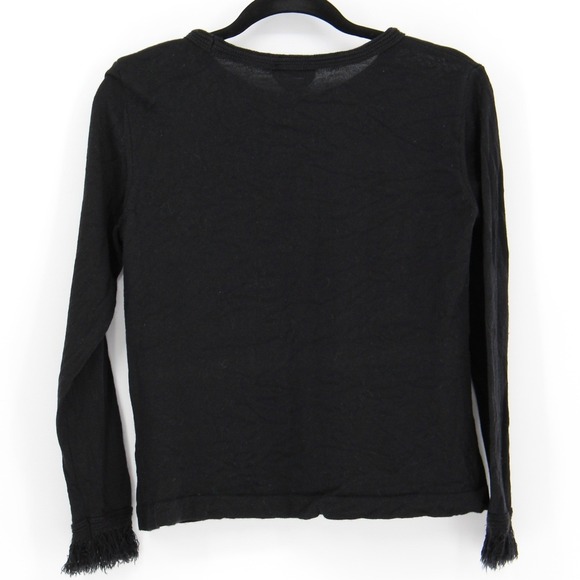 Vintage 90s Talbots Medium‎ $168 Made In Italy Black Merino Wool Fringe Sweater - Picture 8 of 11